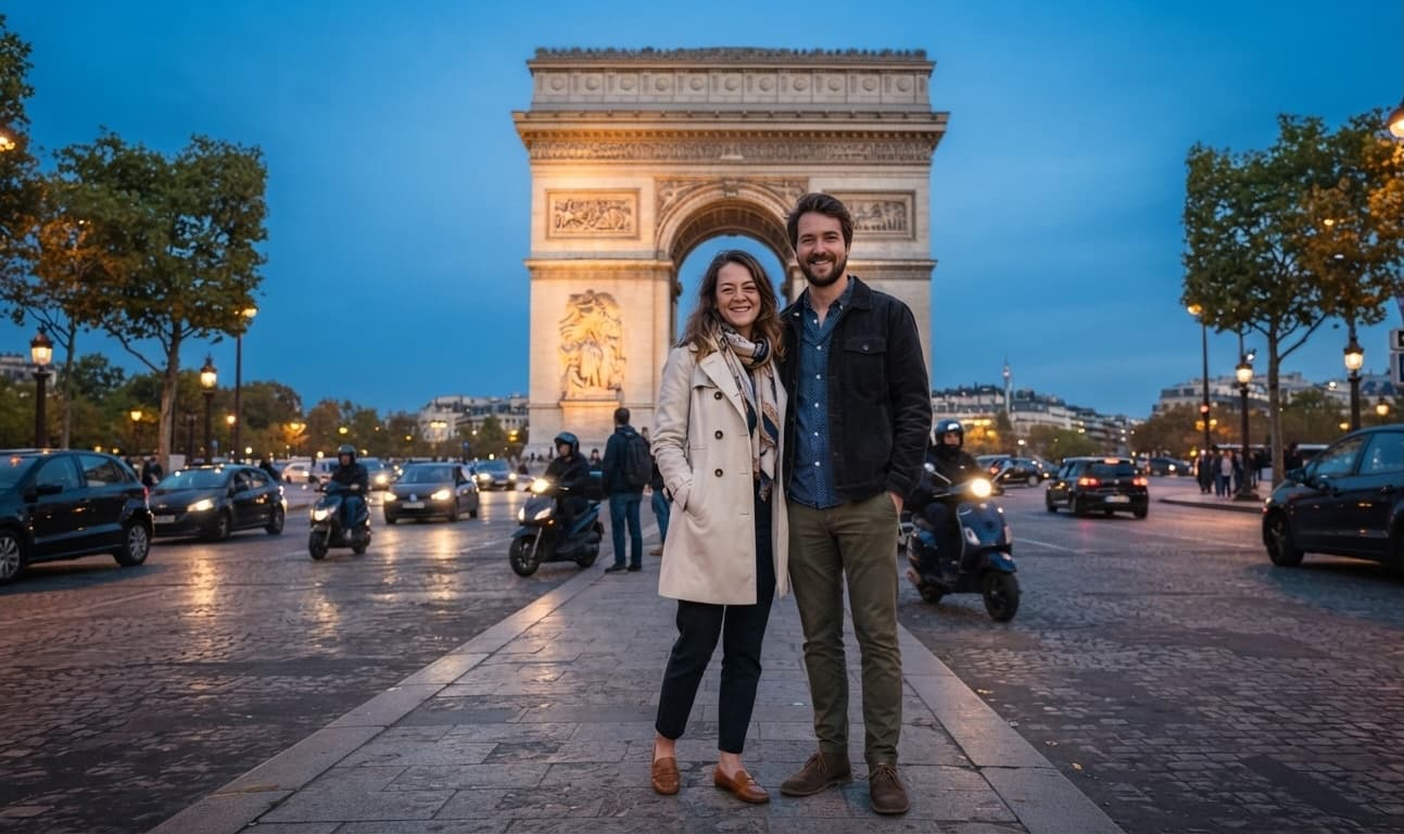 Family at Trocadéro terrace