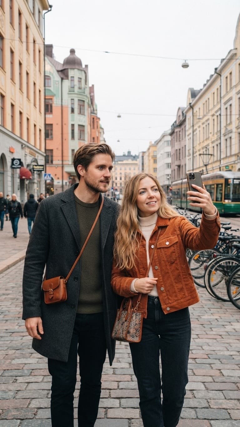 Aleksanterinkatu tram selfie
